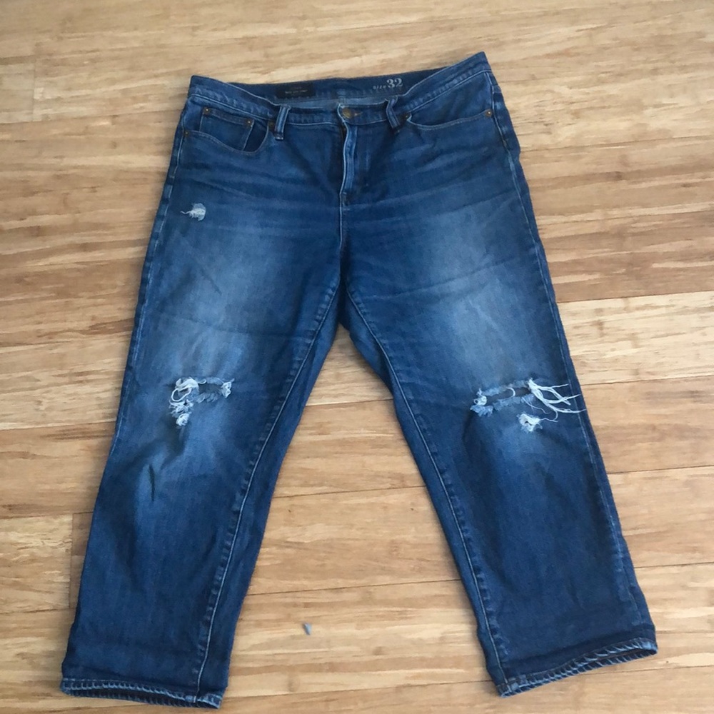 J Crew Wide Leg Distressed Crop Jeans